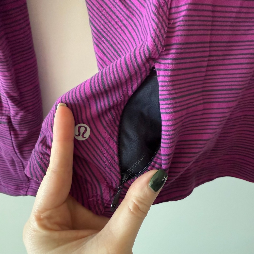 Lululemon Stripe Regal Plum Naval Blue Kanto Catch Me Long Sleeve Womens Size 4 - Picture 12 of 13